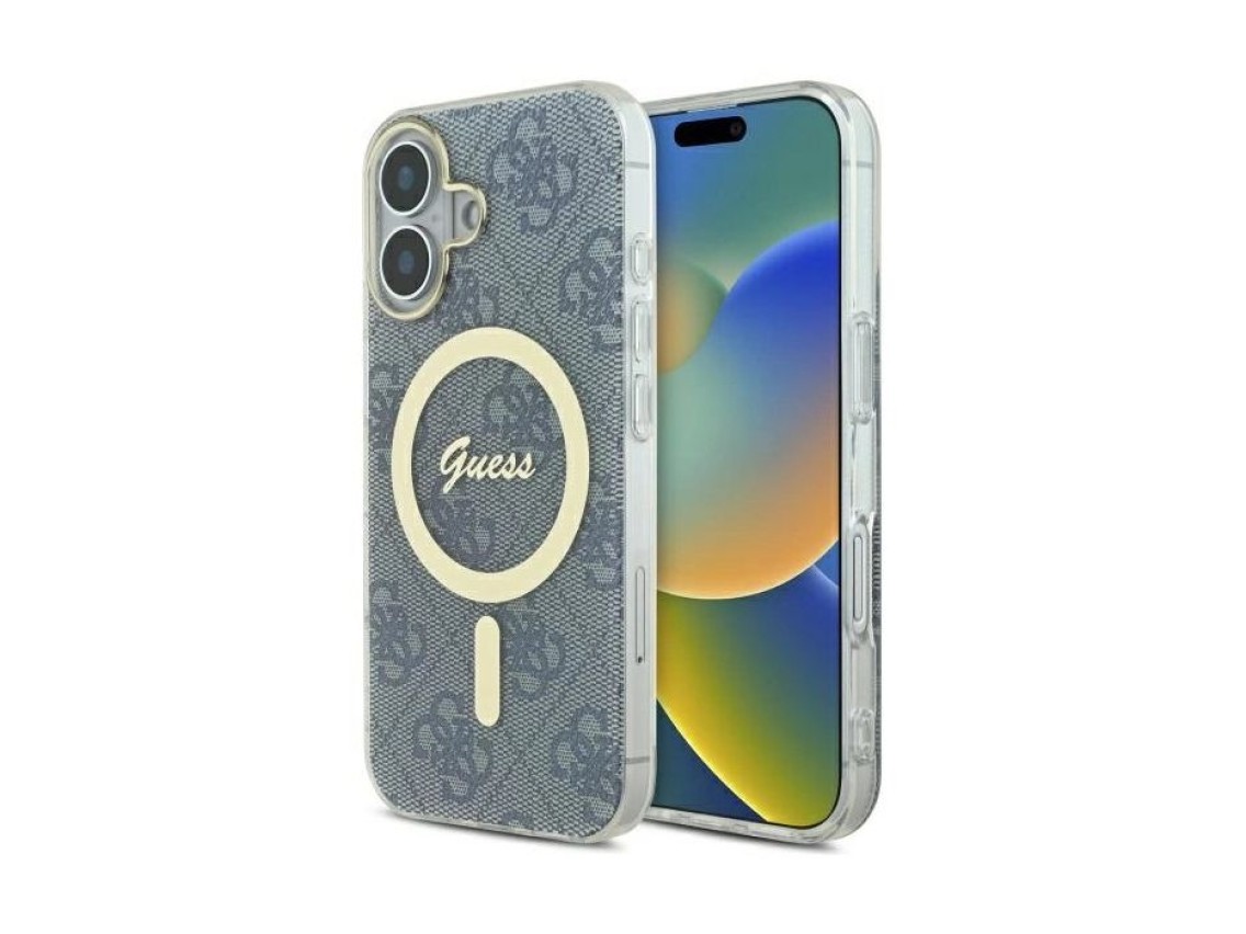 Capa Guess IML 4G MagSafe para iPhone 16 - Azul