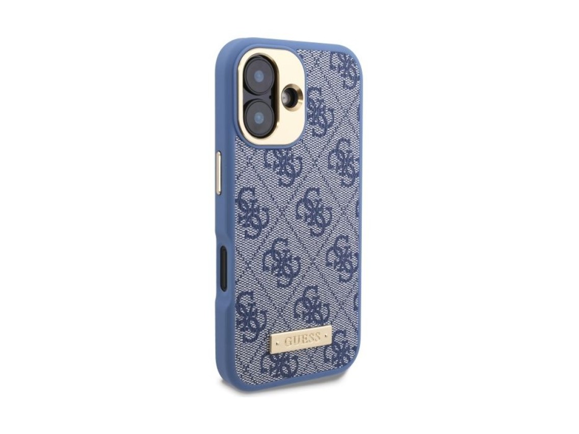 Funda Guess 4G con placa de logotipo MagSafe para iPhone 16 - Azul