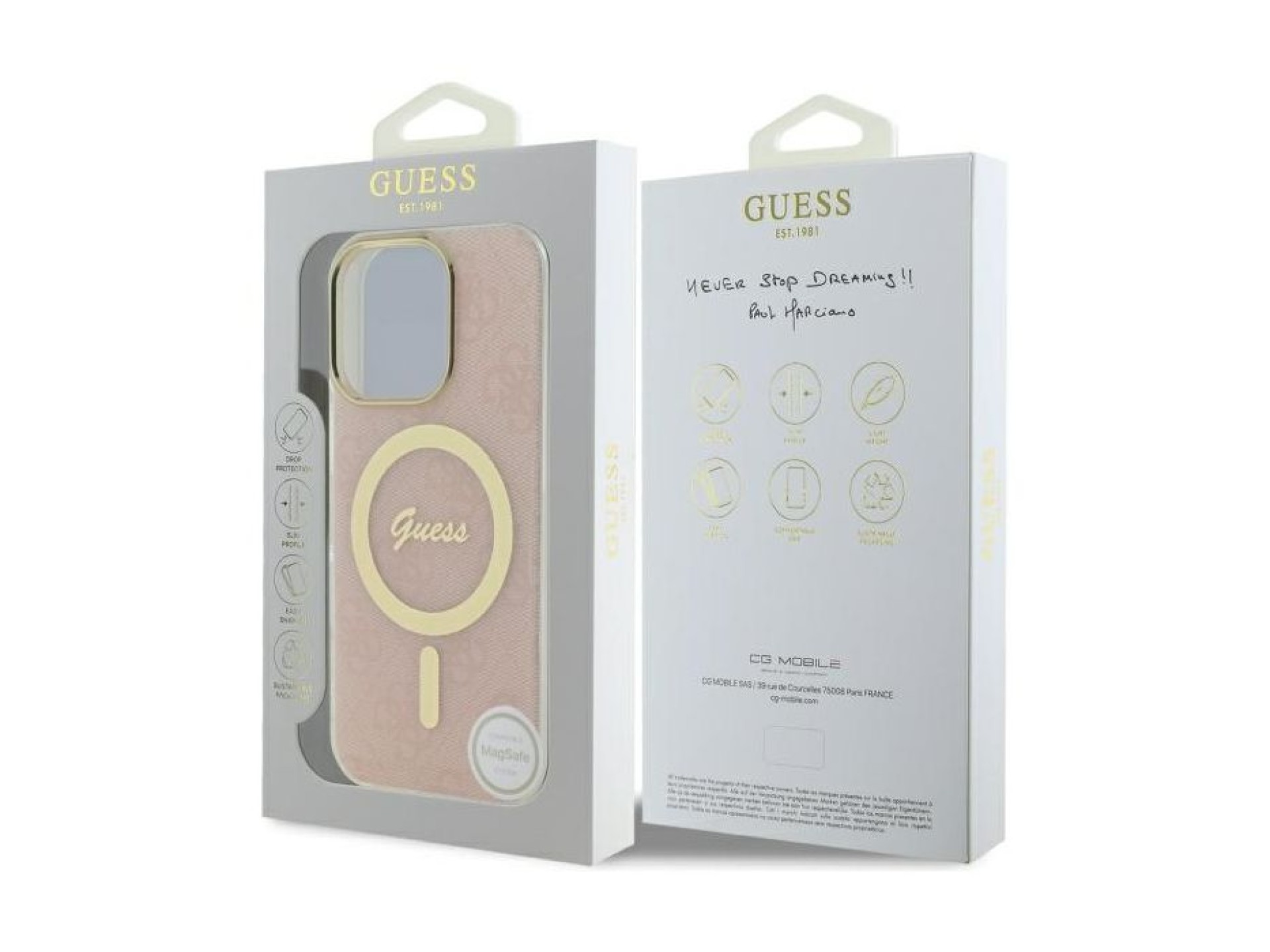Capa Guess IML 4G MagSafe para iPhone 16 Pro Max - Rosa