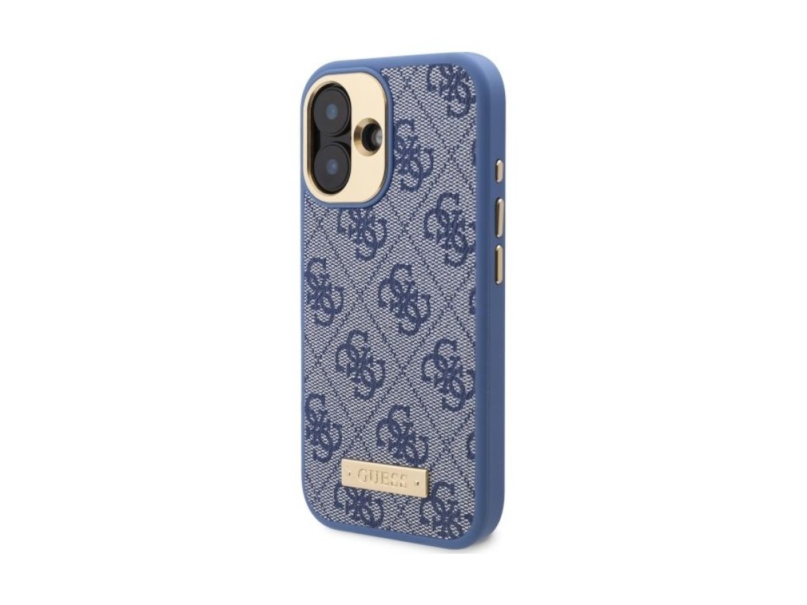 Guess 4G Logo Plate MagSafe Case for iPhone 16 Plus - Blue