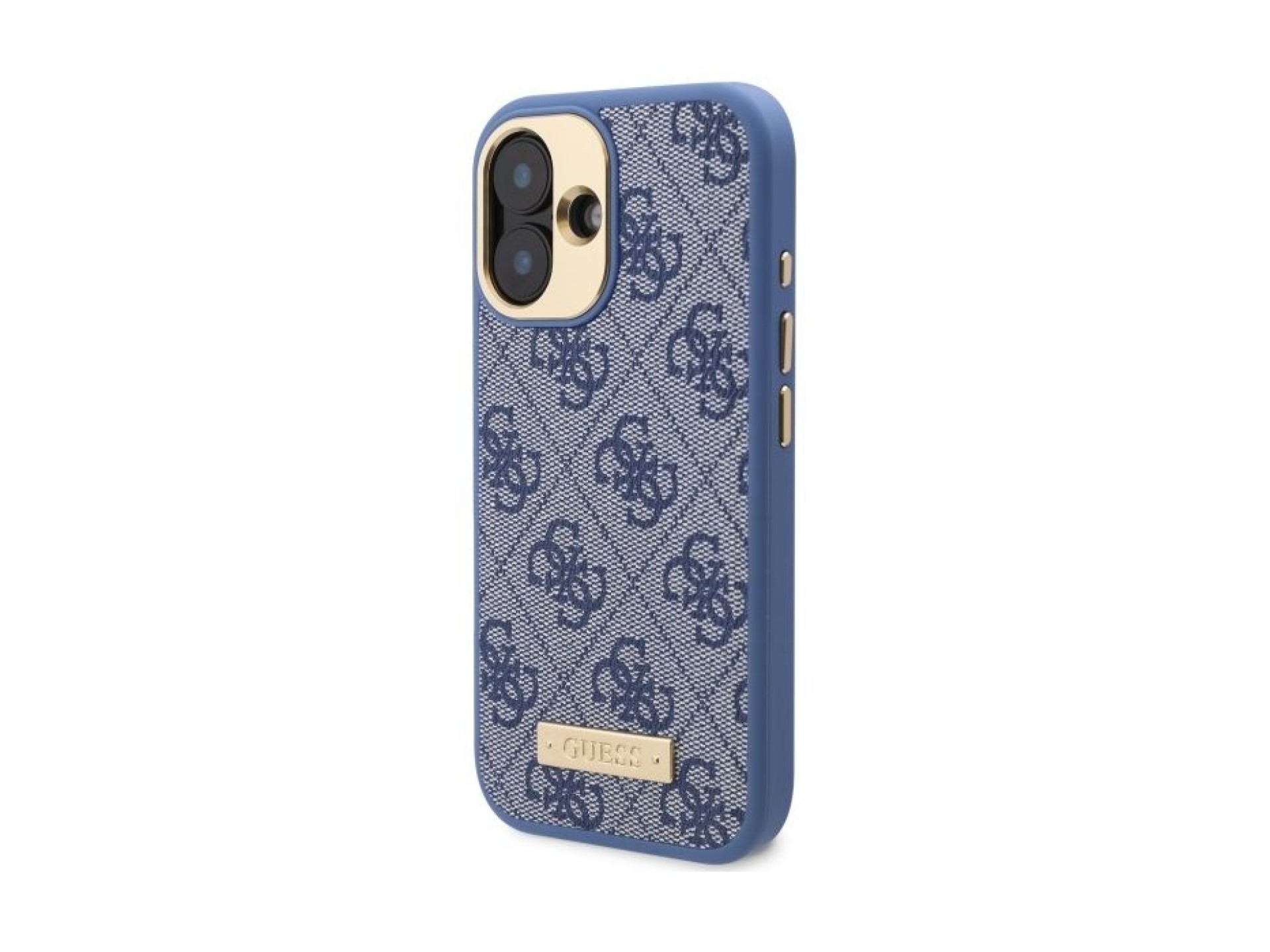 Funda Guess 4G con placa de logotipo MagSafe para iPhone 16 - Azul