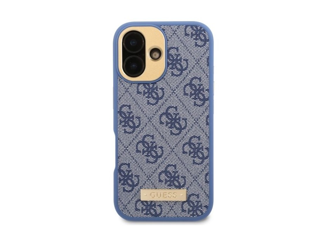 Guess 4G Logo Plate MagSafe Case for iPhone 16 Plus - Blue