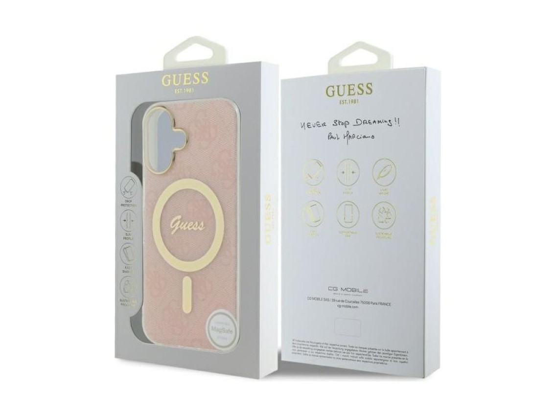 Guess IML 4G MagSafe iPhone 16 Case - Pink