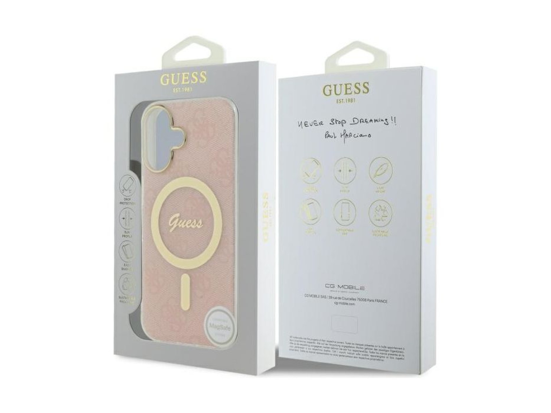 Guess IML 4G MagSafe iPhone 16 Case - Pink