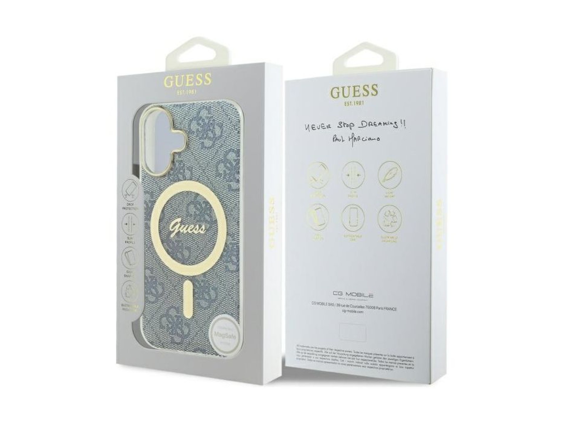Capa Guess IML 4G MagSafe para iPhone 16 - Azul