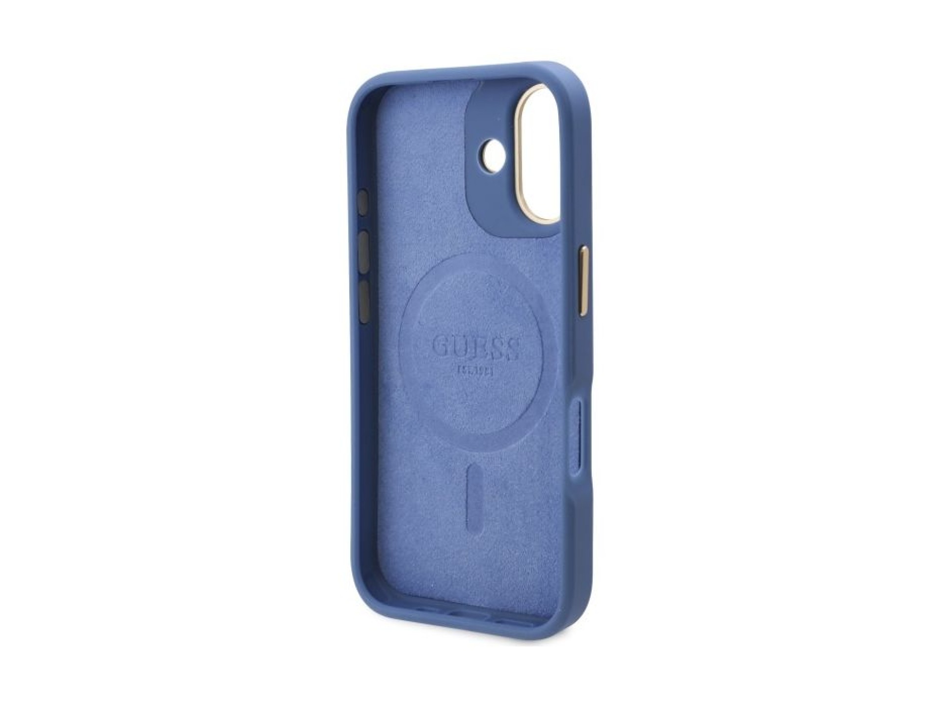 Funda Guess 4G con placa de logotipo MagSafe para iPhone 16 - Azul