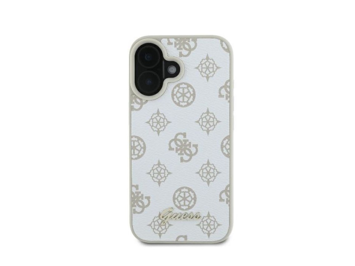 Guess Peony Script Logo MagSafe Case for iPhone 16 - White