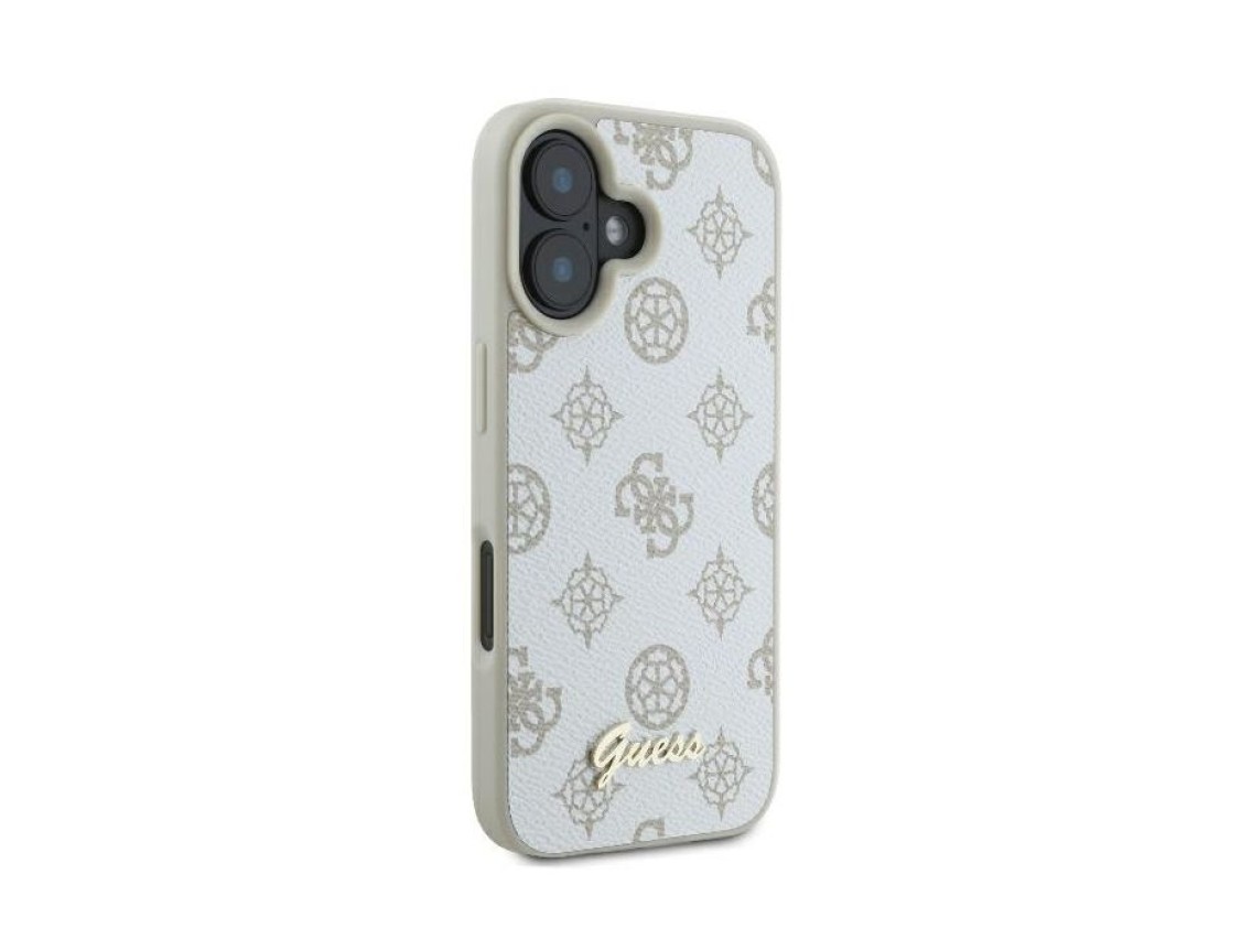 Guess Peony Script Logo MagSafe Case for iPhone 16 - White