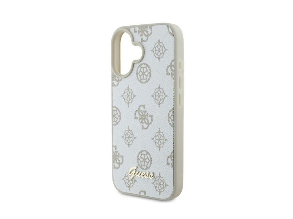Guess Peony Script Logo MagSafe Case for iPhone 16 - White
