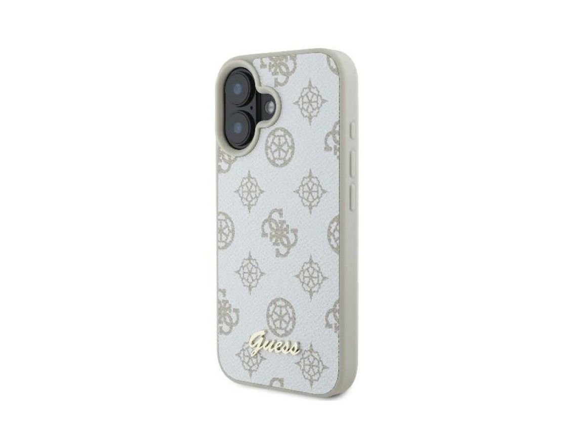 Guess Peony Script Logo MagSafe Case for iPhone 16 - White