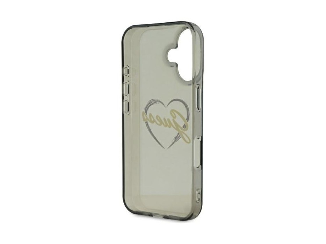 Capa Guess IML Heart para iPhone 16 - Preta