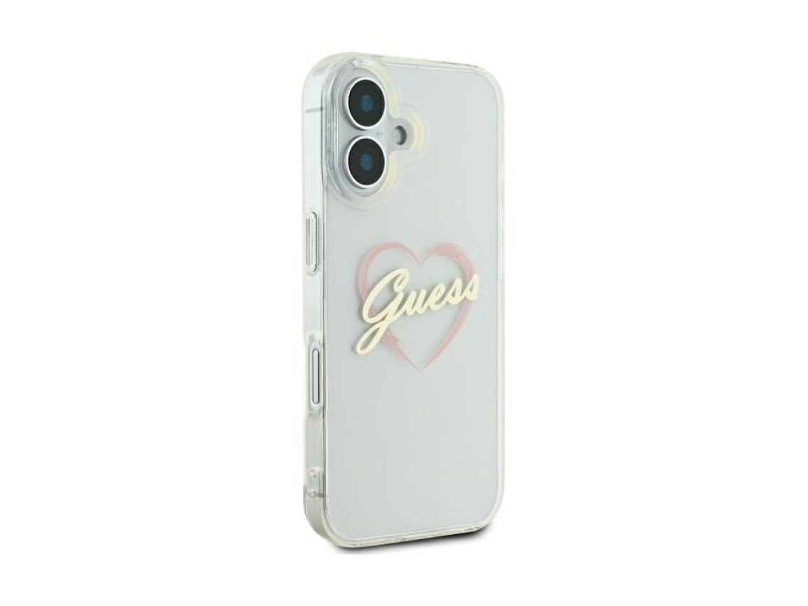 Funda Guess IML Heart para iPhone 16 - Transparente