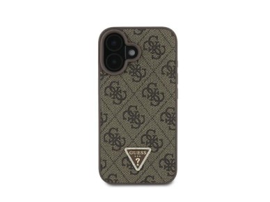 Guess Leather Metal Logo Strass Crossbody Case for iPhone 16 - Brown Guess Leather Metal Logo Strass Crossbody Case for iPhone 16 - Brown
