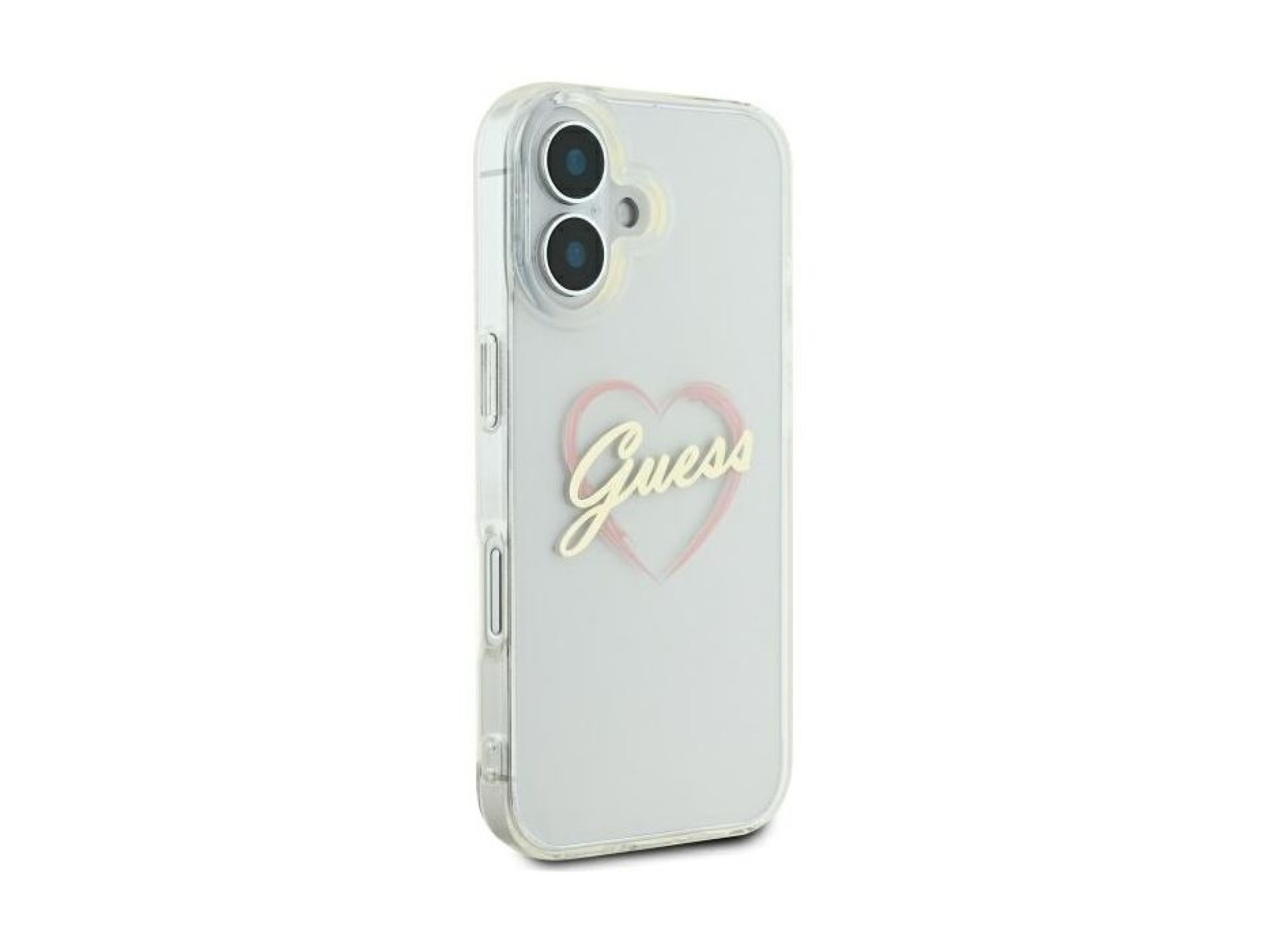 Capa Guess IML em forma de coração para iPhone 16 Plus - Transparente