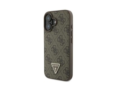 Guess Leather Metal Logo Strass Crossbody Case for iPhone 16 - Brown Guess Leather Metal Logo Strass Crossbody Case for iPhone 16 - Brown