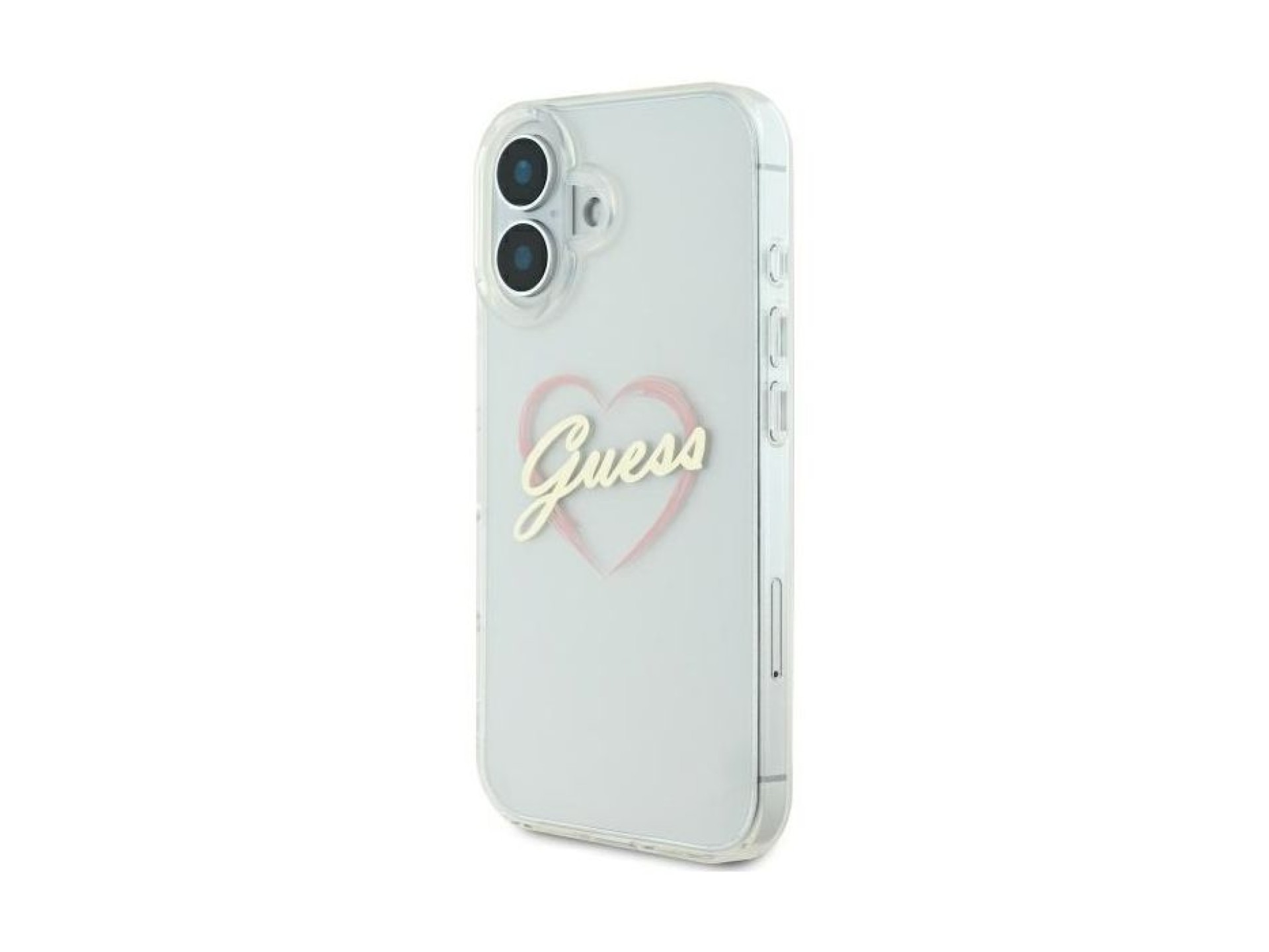 Capa Guess IML em forma de coração para iPhone 16 Plus - Transparente