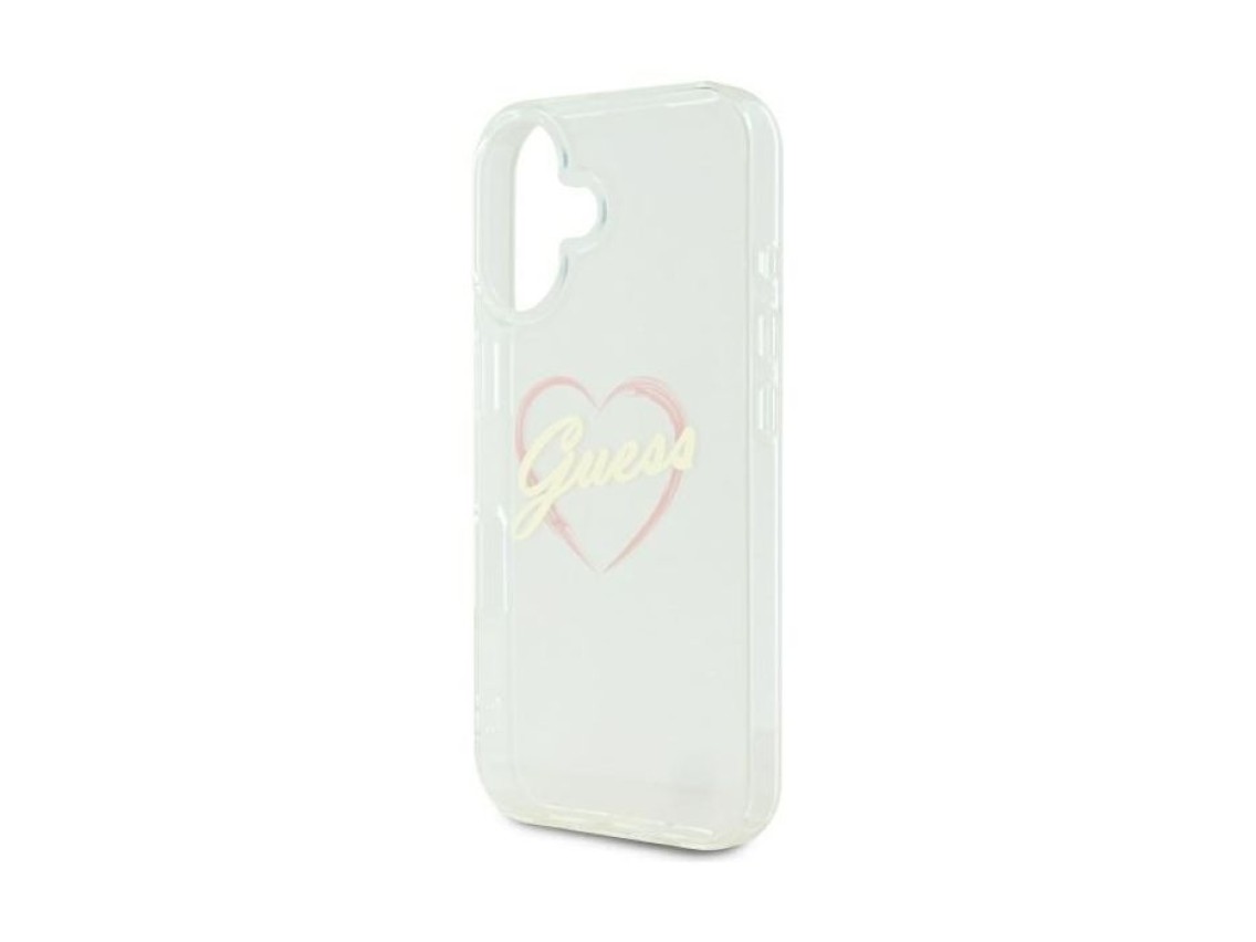Capa Guess IML em forma de coração para iPhone 16 Plus - Transparente