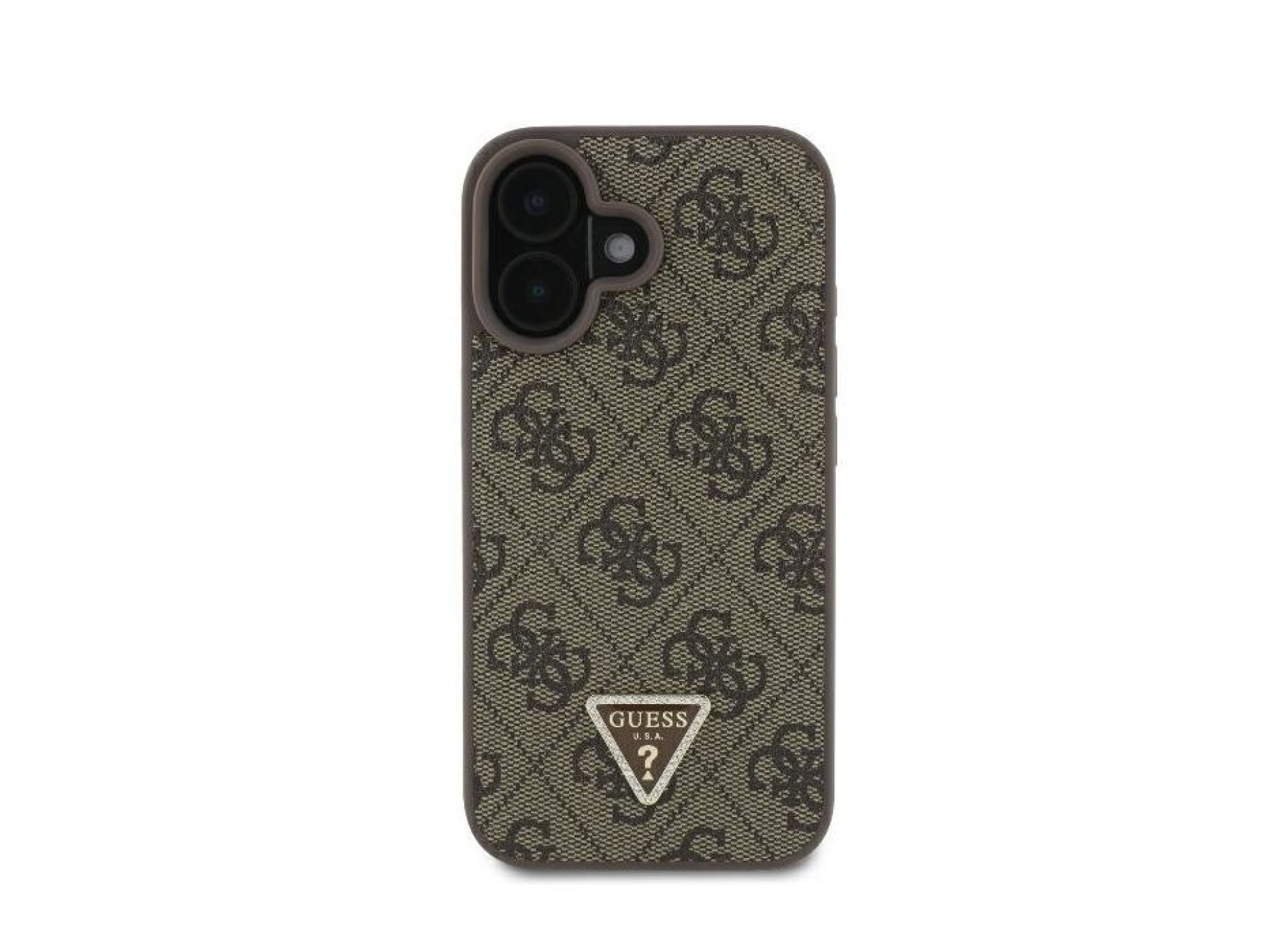 Guess Leather Metal Logo Strass Crossbody Case for iPhone 16 - Brown