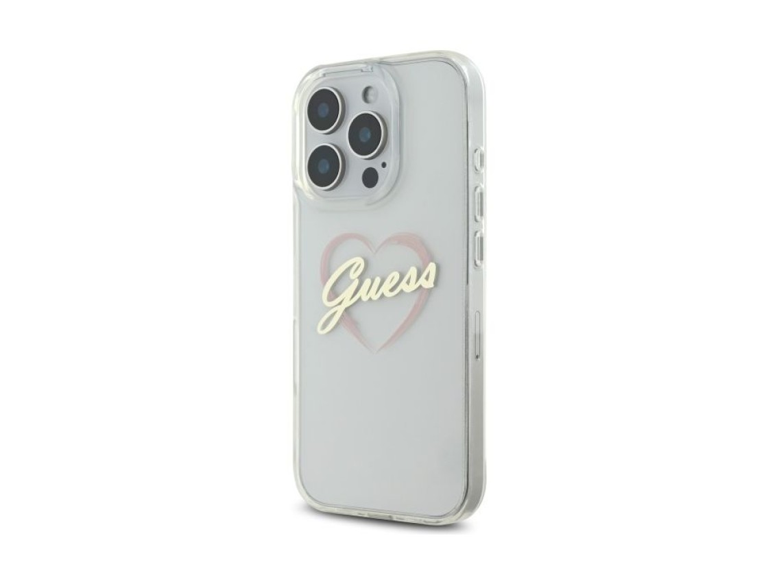 Funda Guess IML Heart para iPhone 16 Pro - Transparente