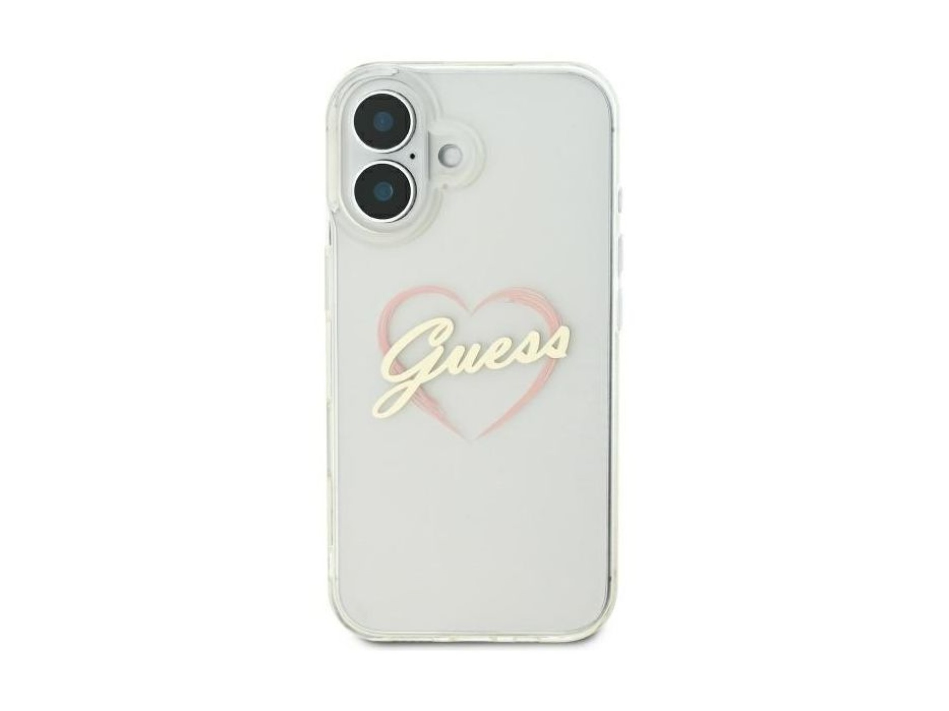 Capa Guess IML em forma de coração para iPhone 16 Plus - Transparente