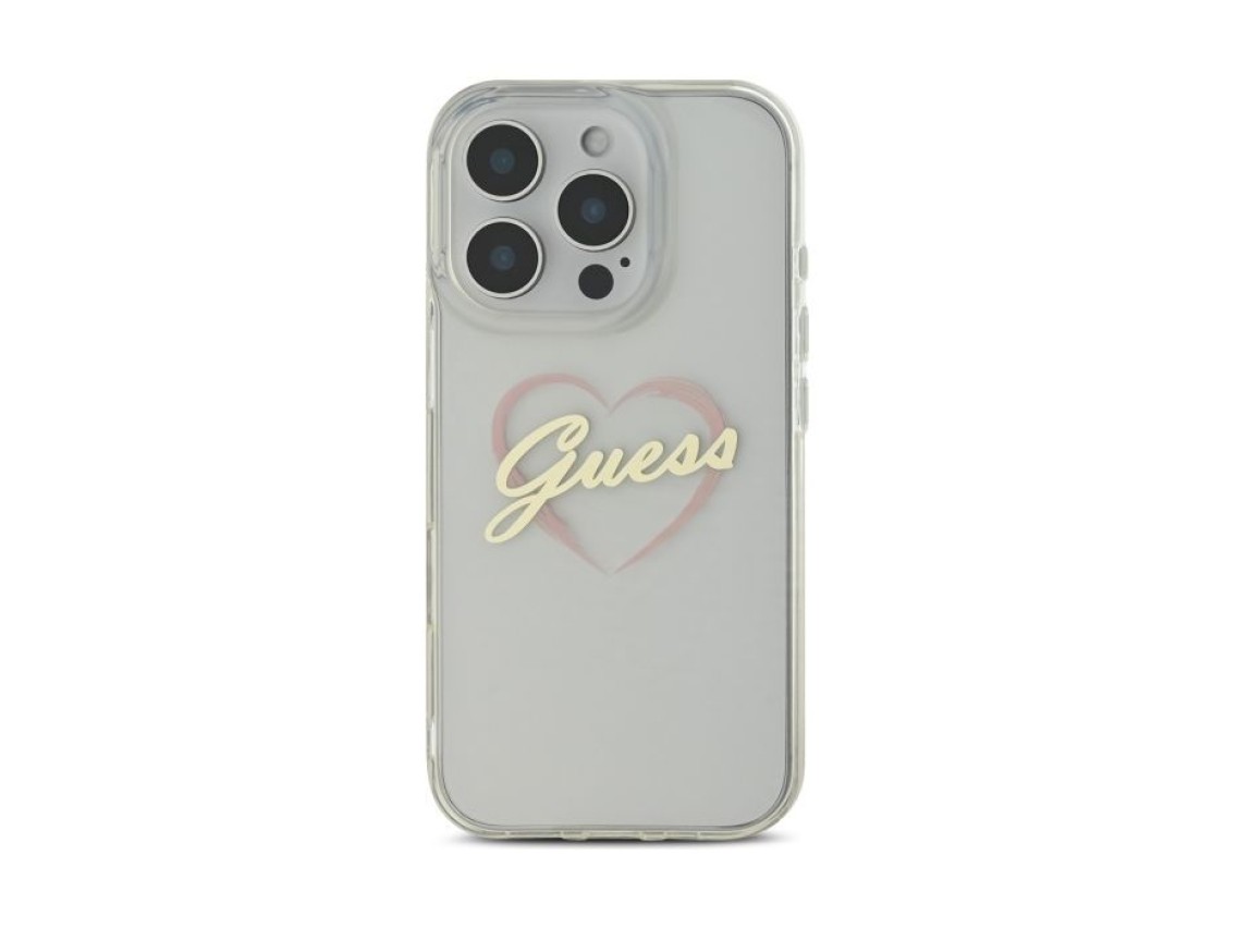Funda Guess IML Heart para iPhone 16 Pro - Transparente