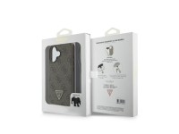 Guess Leather Metal Logo Strass Crossbody Case for iPhone 16 - Brown