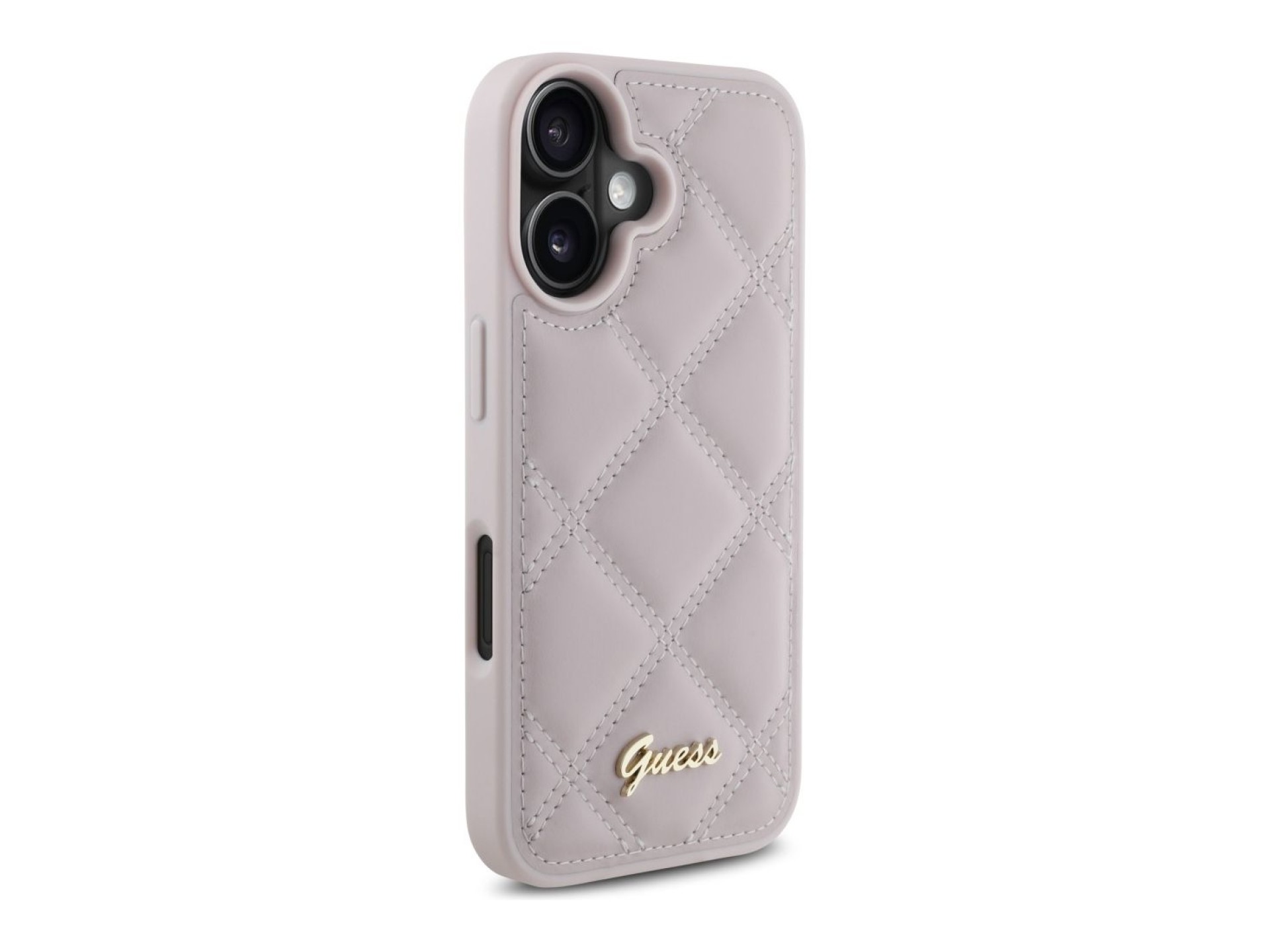 Funda Guess acolchada con logo metálico para iPhone 16 - Rosa