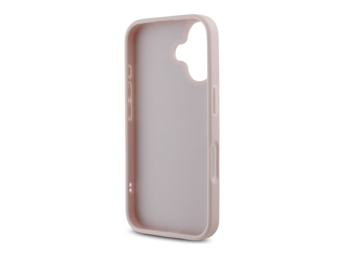 Funda Guess acolchada con logo metálico para iPhone 16 - Rosa