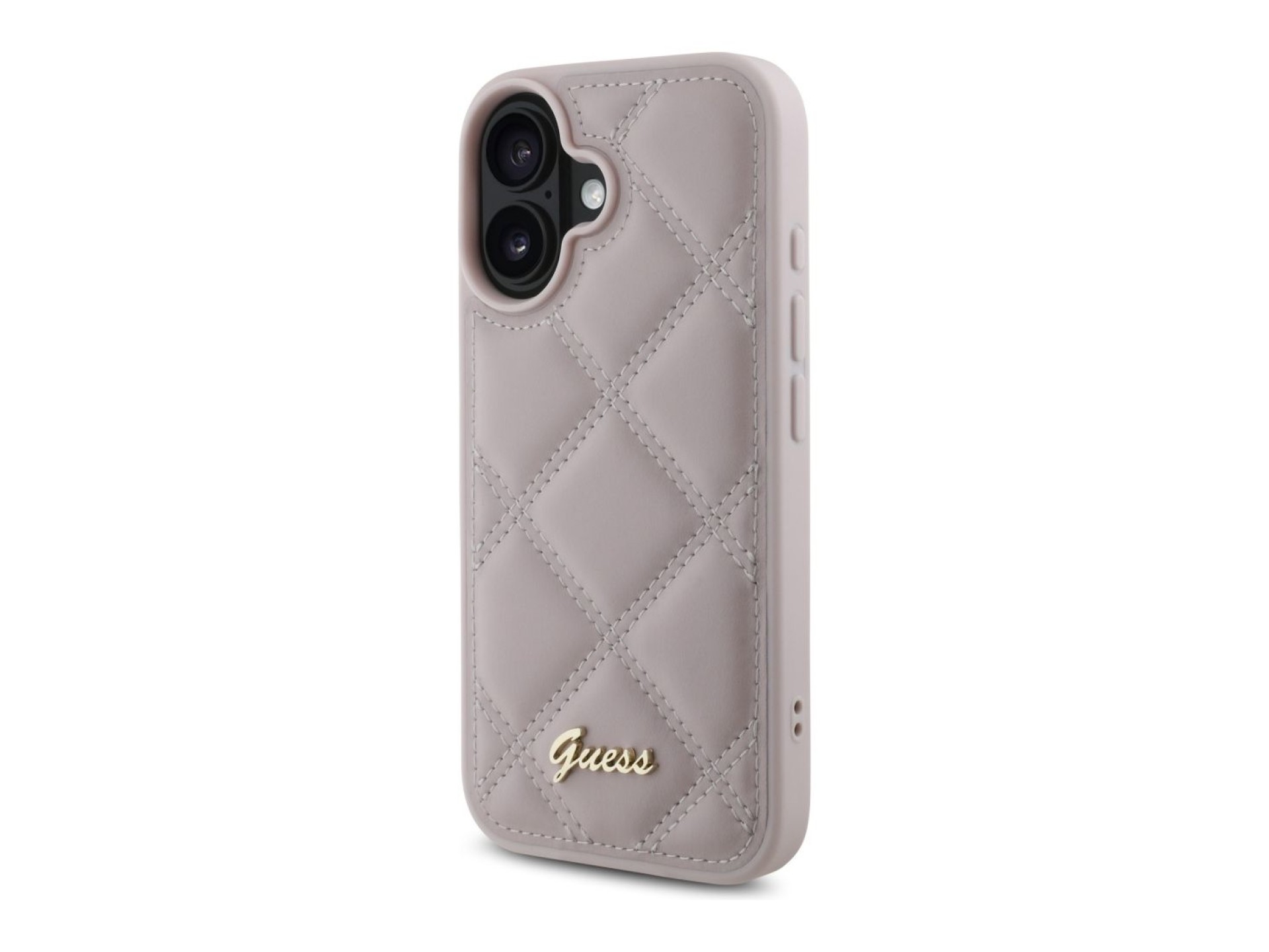 Guess Quilted Metal Logo iPhone 16 Case - Pink