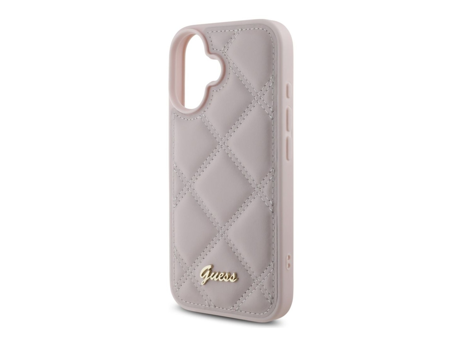 Guess Quilted Metal Logo iPhone 16 Case - Pink