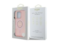 Capa Guess IML com strass e MagSafe para iPhone 16 Pro - Rosa Capa Guess IML com strass e MagSafe para iPhone 16 Pro - Rosa
