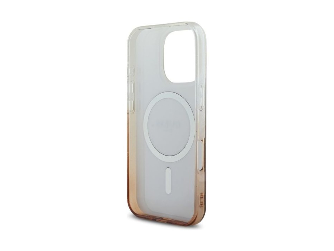 Funda Guess IML Glitter Gradient MagSafe para iPhone 16 Pro - Marrón