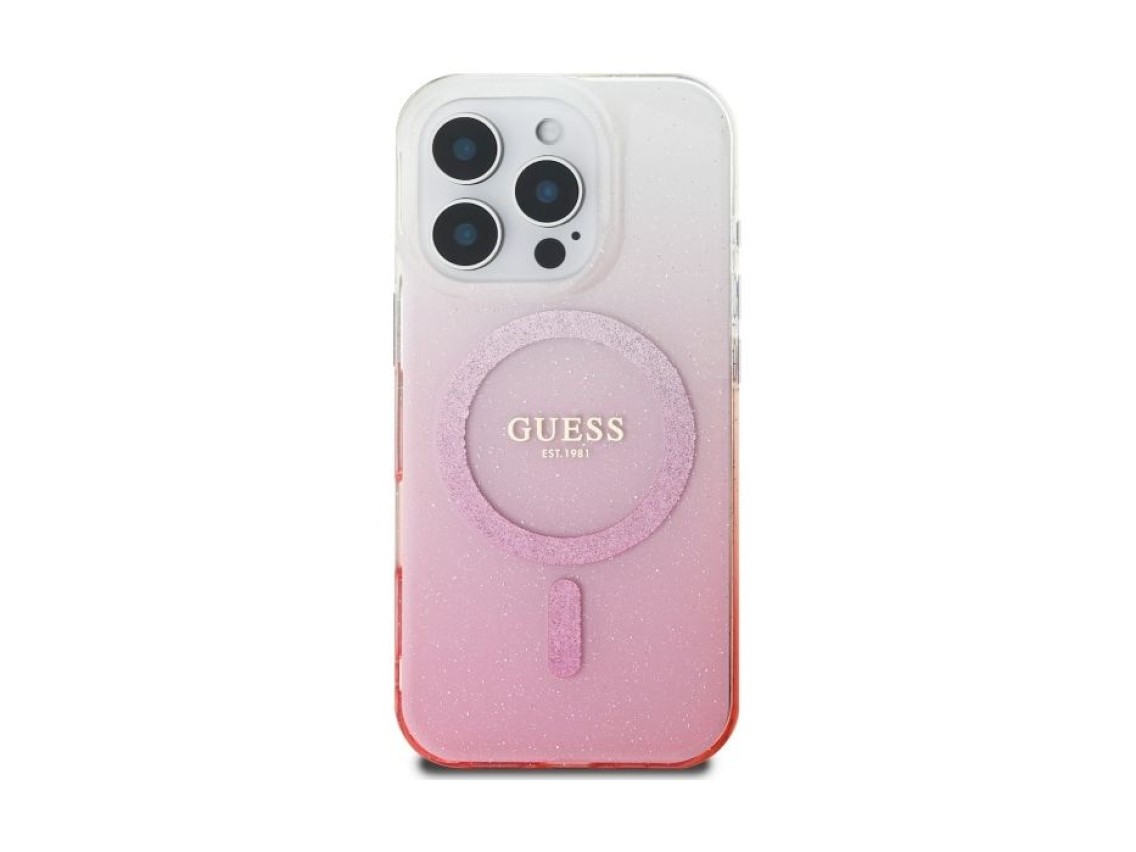 Guess IML Glitter Gradient MagSafe Case for iPhone 16 Pro - Pink