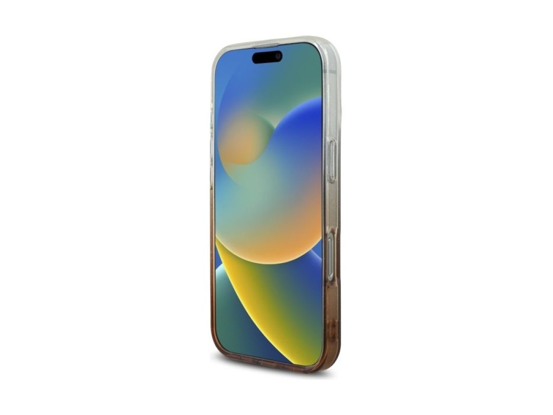 Funda Guess IML Glitter Gradient MagSafe para iPhone 16 Pro - Marrón