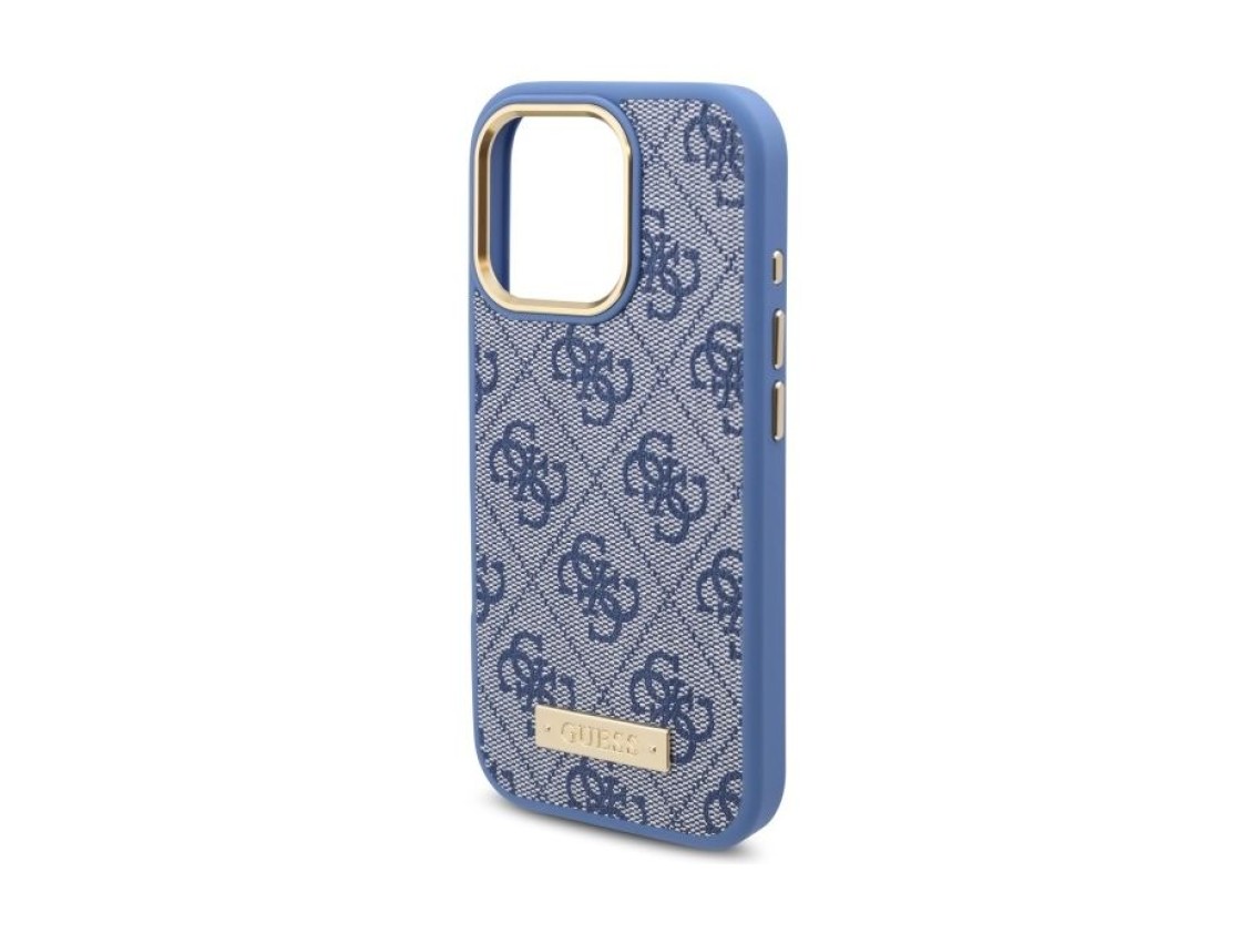 Guess 4G Logo Plate MagSafe Case for iPhone 16 Pro - Blue