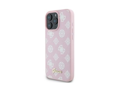 Capa MagSafe para iPhone 16 Pro com o log�tipo Guess Peony Script - Rosa