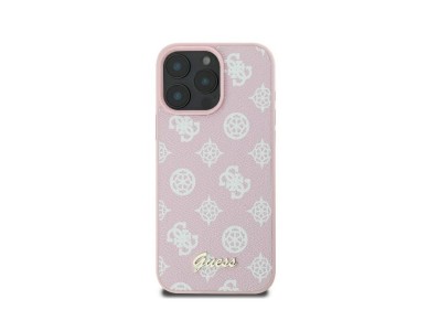 Capa MagSafe para iPhone 16 Pro com o log�tipo Guess Peony Script - Rosa