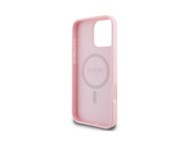 Capa MagSafe para iPhone 16 Pro com o log�tipo Guess Peony Script - Rosa