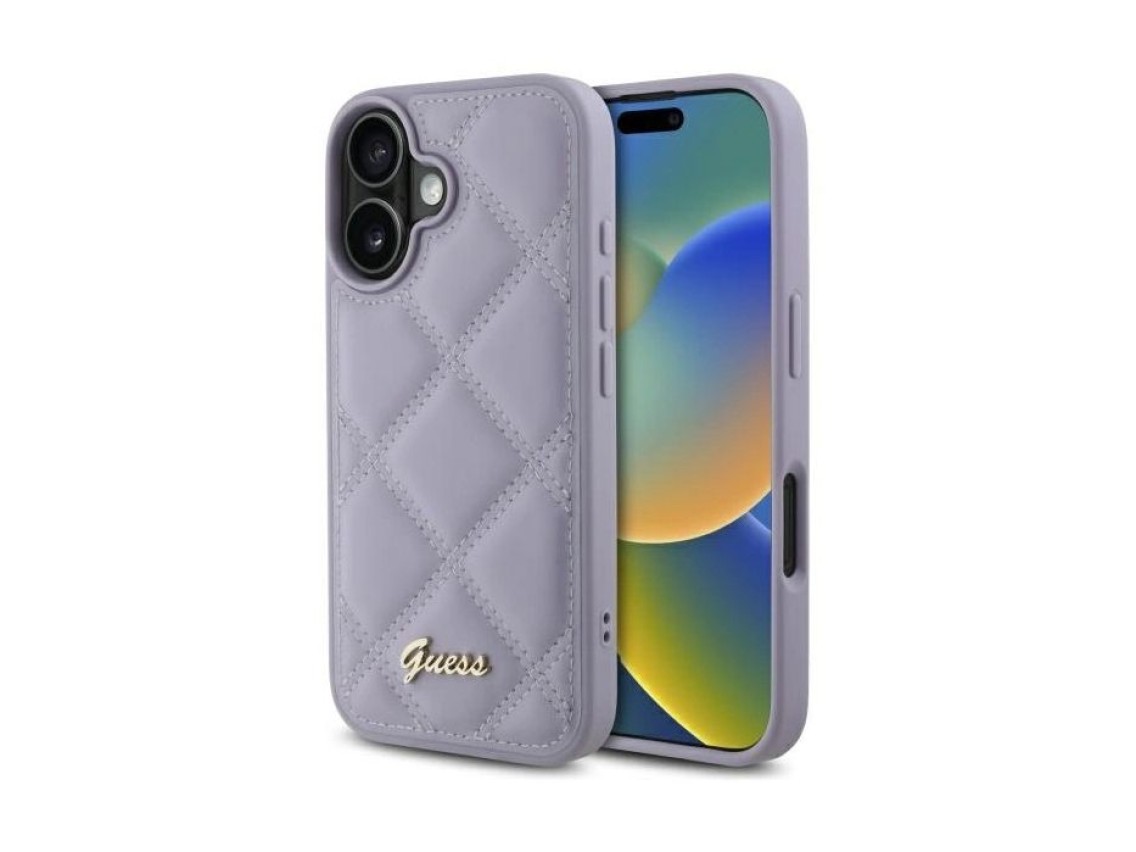 Guess Quilted Metal Logo case for iPhone 16 - light purple