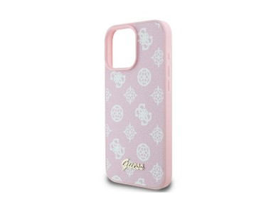 Capa MagSafe para iPhone 16 Pro com o log�tipo Guess Peony Script - Rosa
