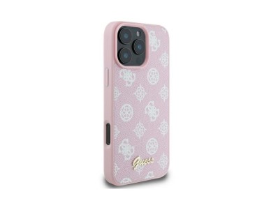 Capa MagSafe para iPhone 16 Pro com o log�tipo Guess Peony Script - Rosa