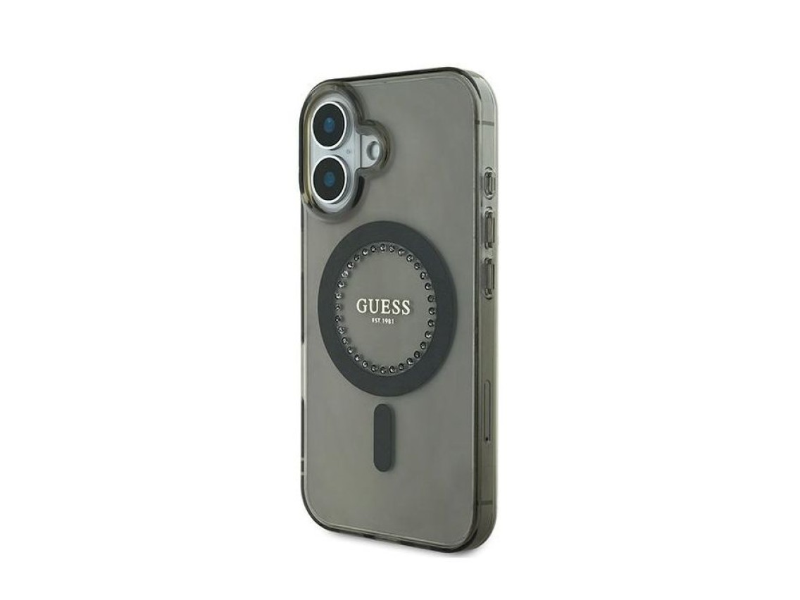 Guess IML Rhinestones MagSafe Case for iPhone 16 Plus - Black