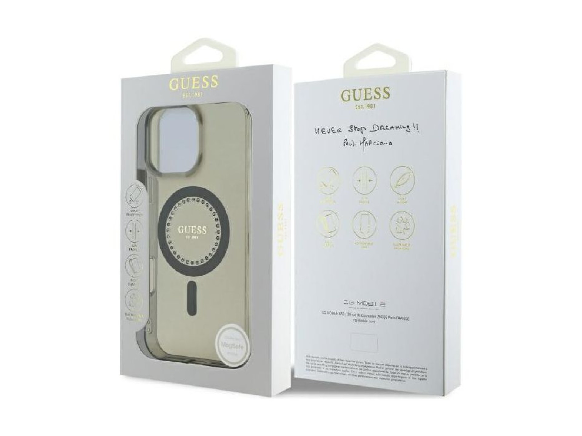 Funda Guess IML Rhinestones MagSafe para iPhone 16 Pro - Negra