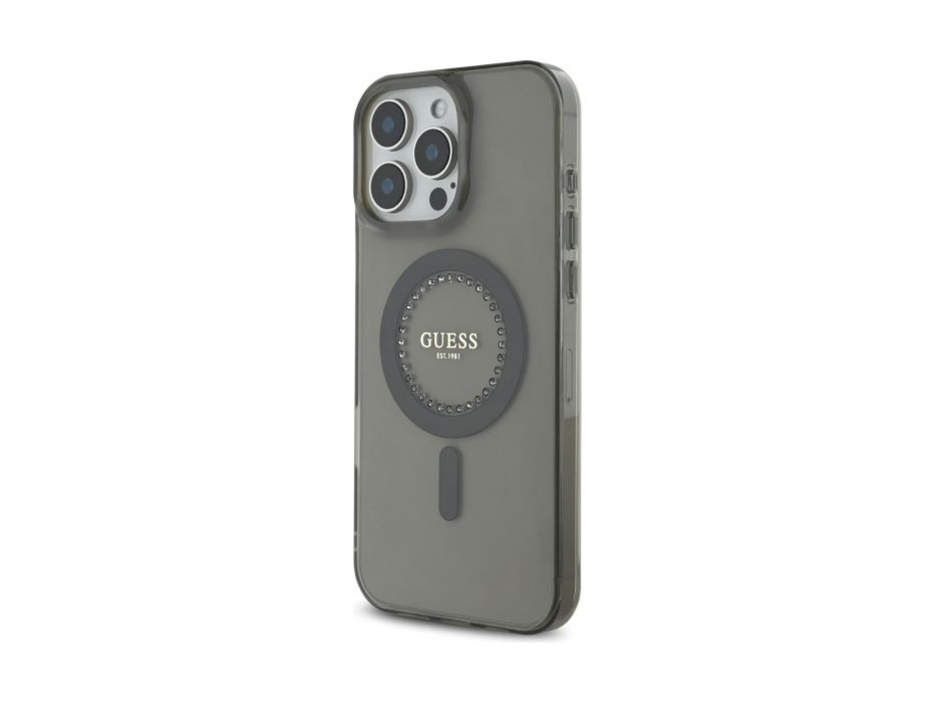 Funda Guess IML Rhinestones MagSafe para iPhone 16 Pro - Negra