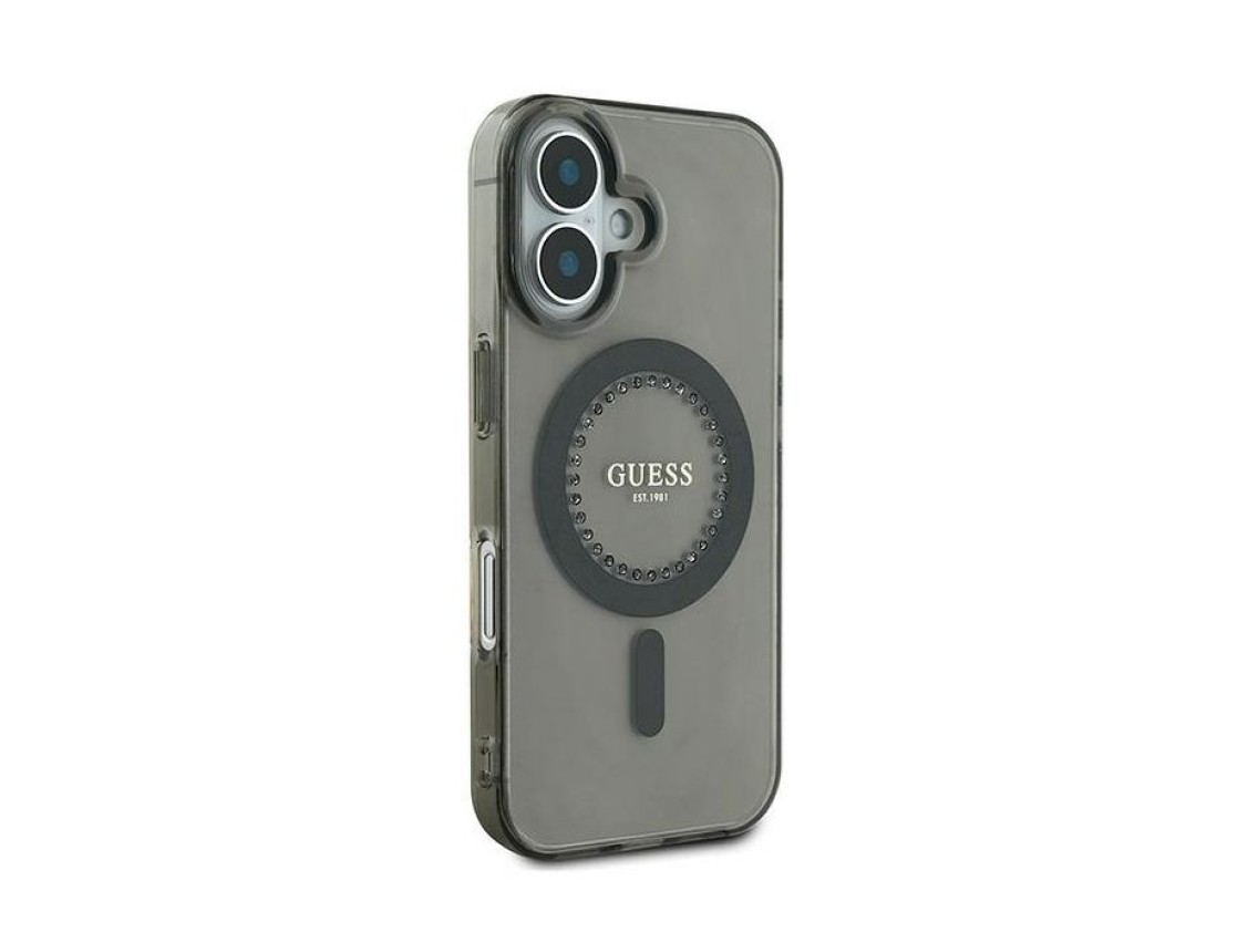 Guess IML Rhinestones MagSafe Case for iPhone 16 Plus - Black