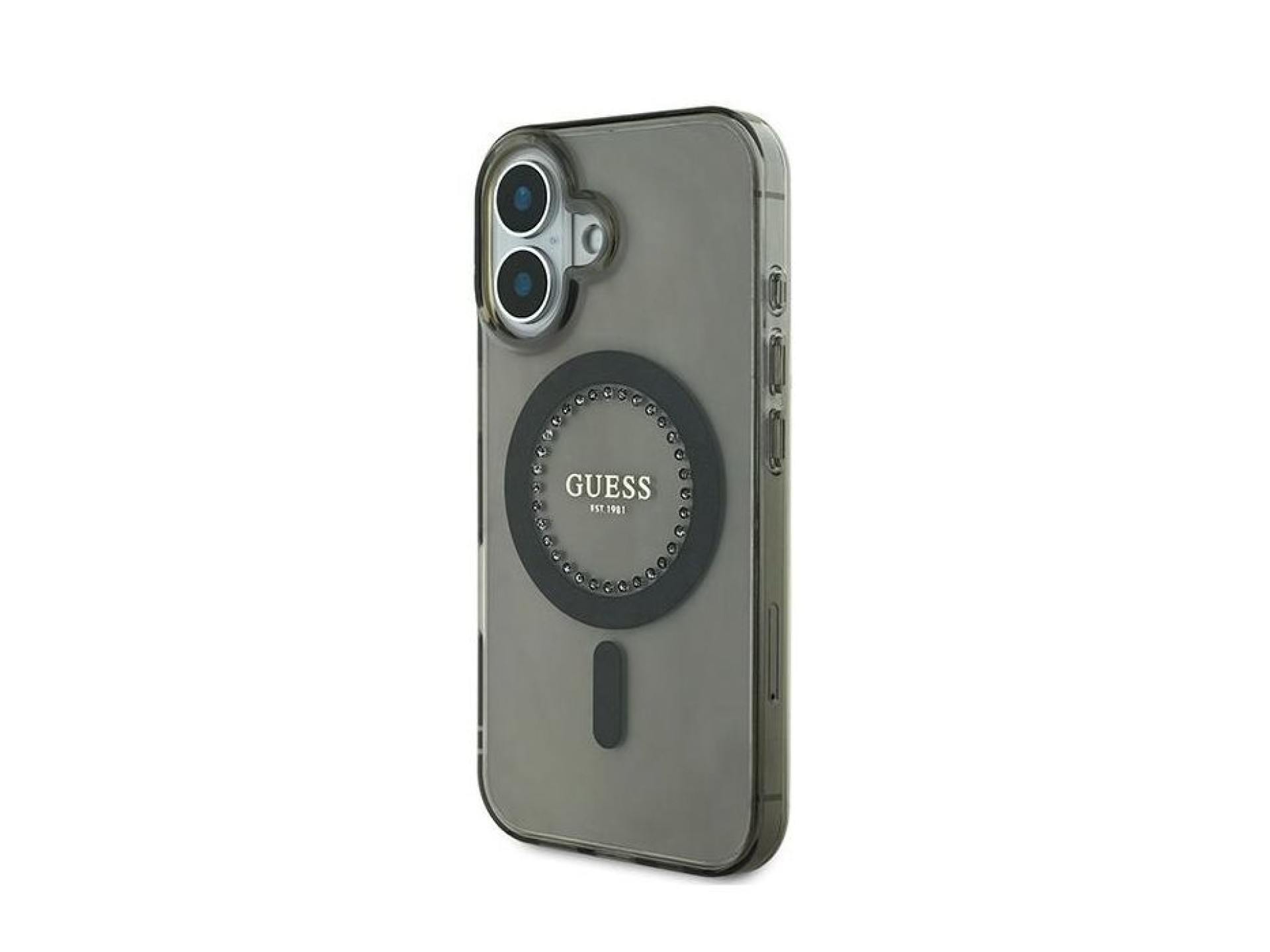 Guess IML Rhinestones MagSafe Case for iPhone 16 Plus - Black