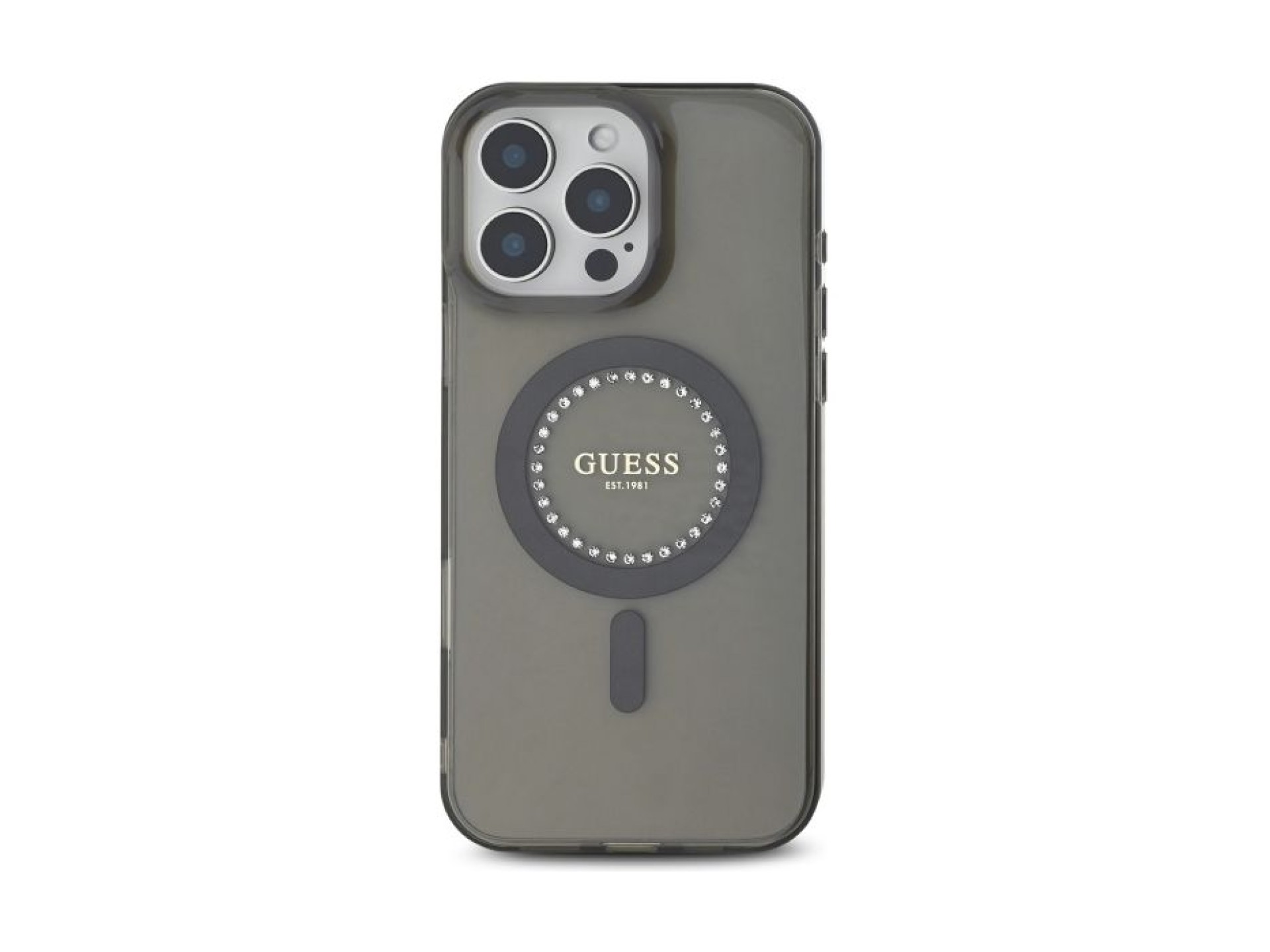 Funda Guess IML Rhinestones MagSafe para iPhone 16 Pro - Negra