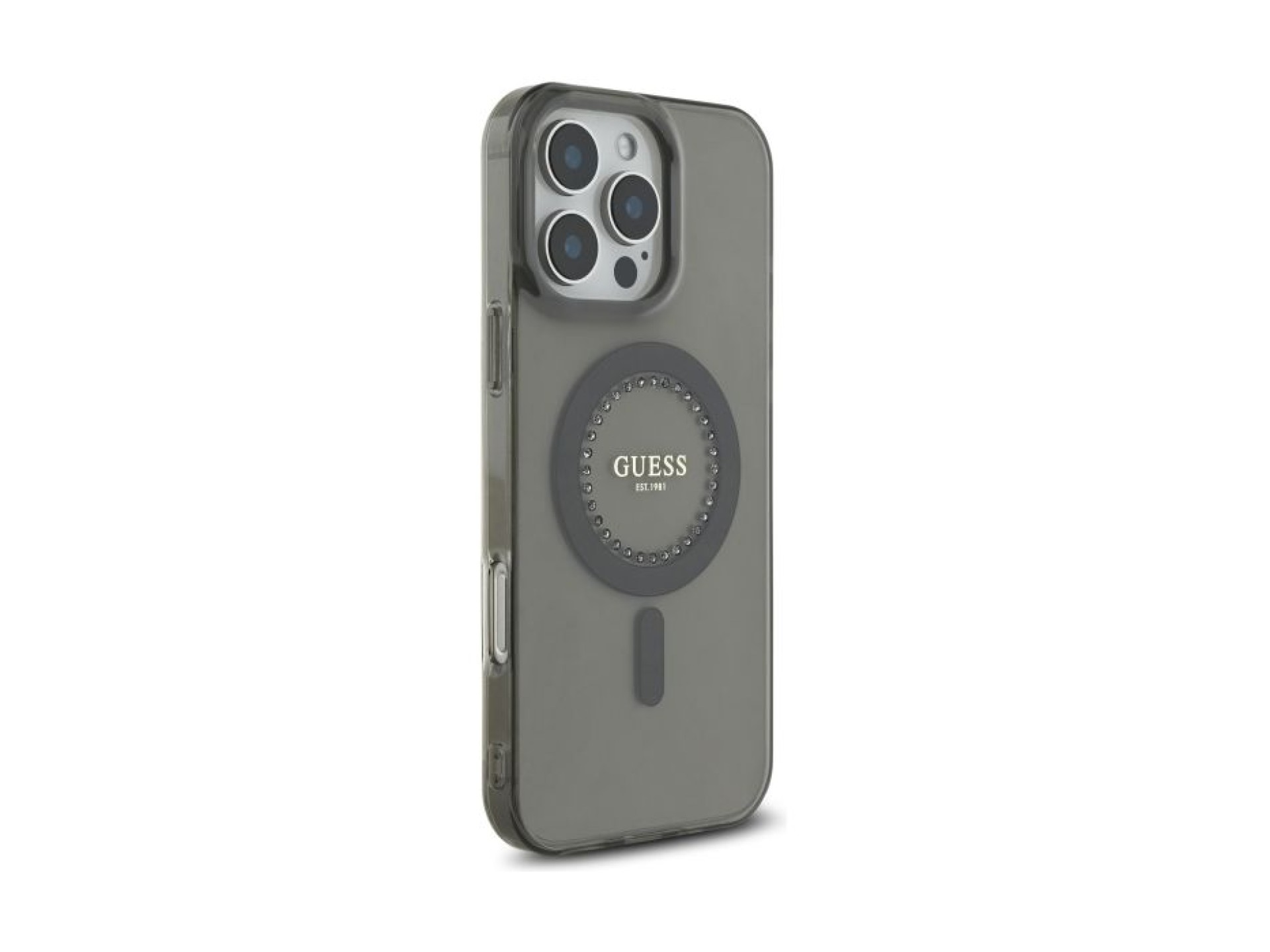 Funda Guess IML Rhinestones MagSafe para iPhone 16 Pro - Negra