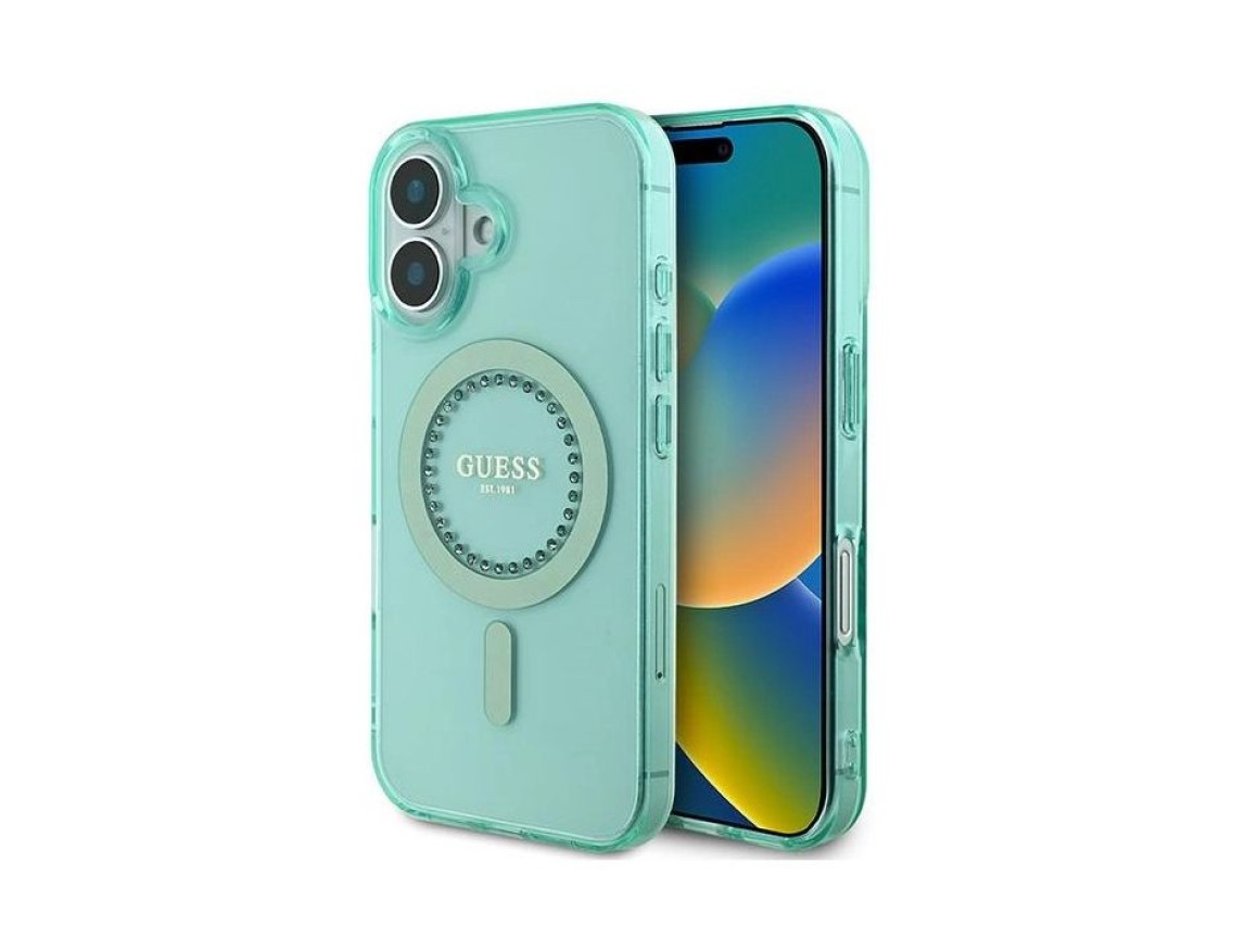 Guess IML Rhinestones MagSafe iPhone 16 Plus Case - Green