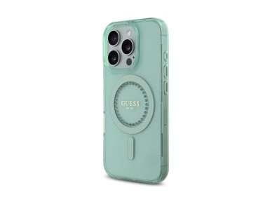 Capa Guess IML com strass e MagSafe para iPhone 16 Pro Max - Verde Capa Guess IML com strass e MagSafe para iPhone 16 Pro Max - Verde